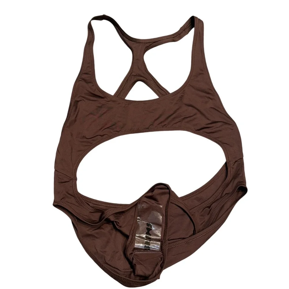 SKIMS‎ Swim Cutout Monokini Cocoa Brown One Piece Swimsuit XL NWT